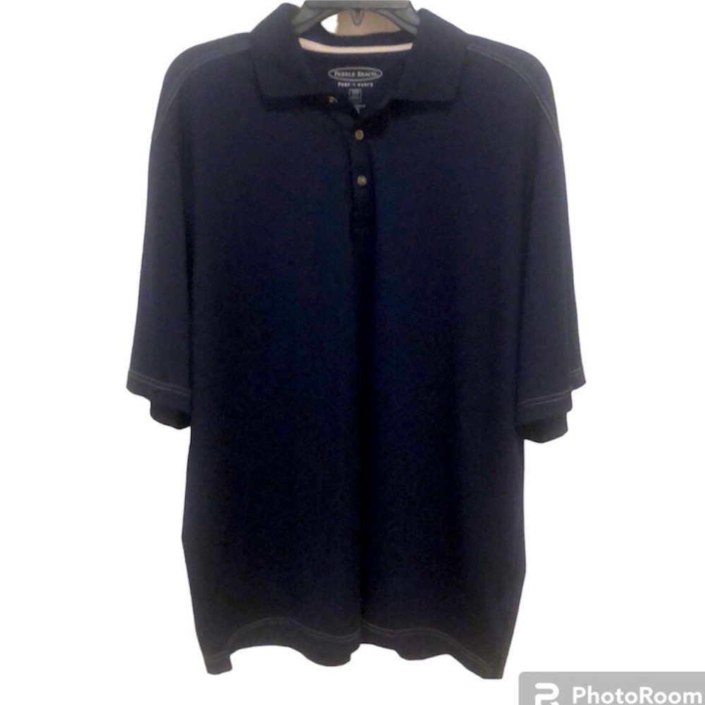 Pebble Beach Performance Navy Blue Mens Polo Size Medium